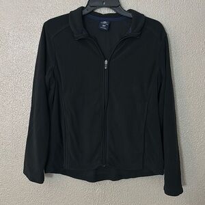 Women’s Lands End Fleece Zip Up, Black, Medium Petite 10/12
